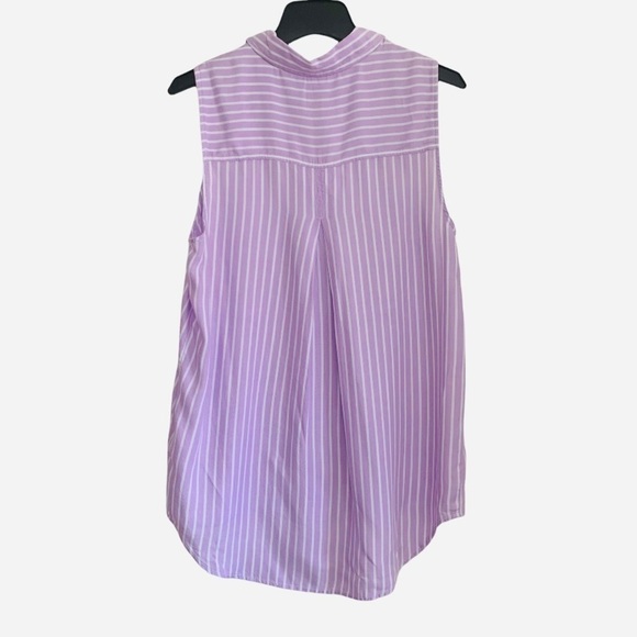 NEW BEACHLUNCHLOUNGE Lavender White Sleeveless Button Down High Low Shirt - Picture 3 of 5